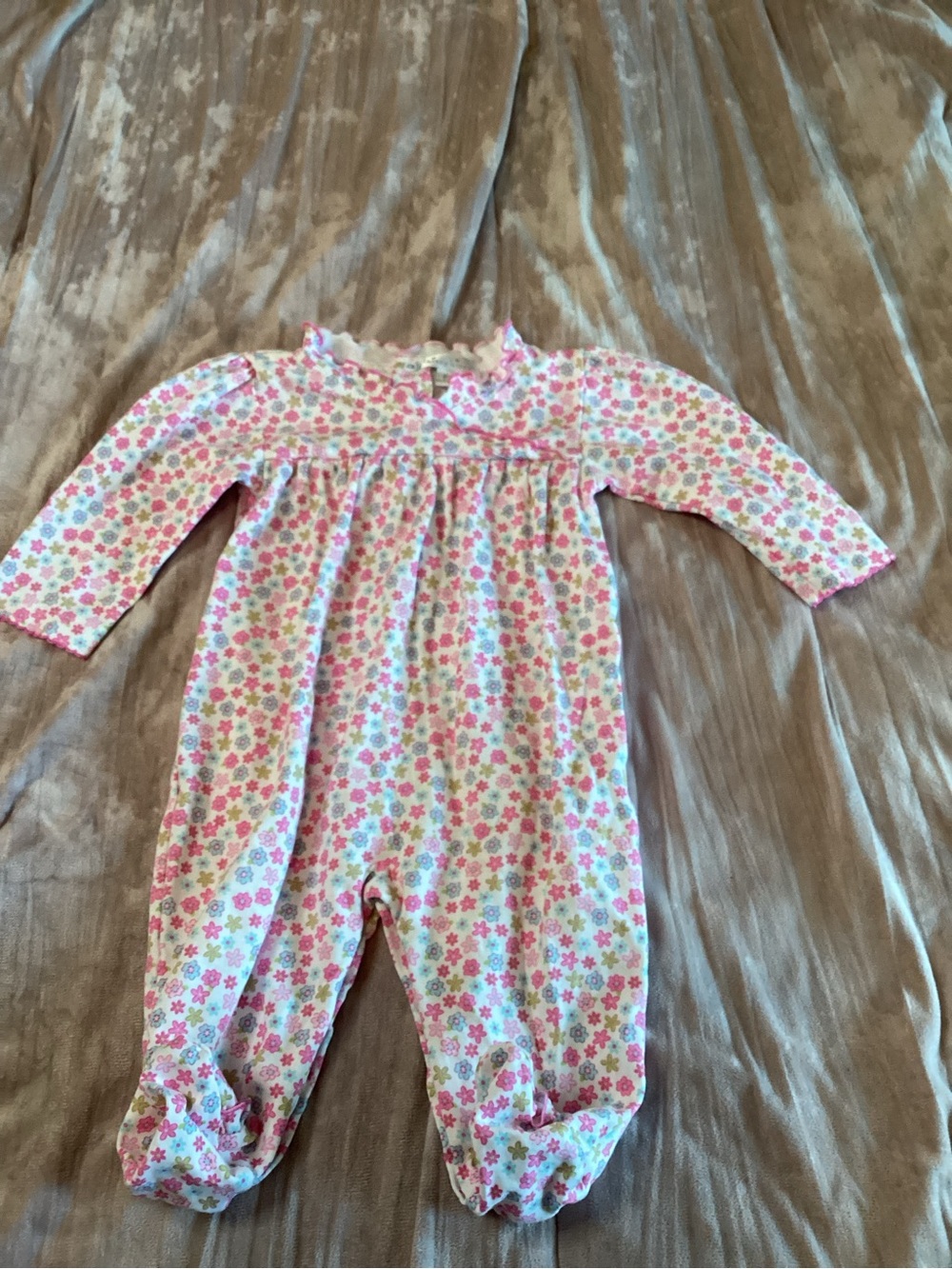 Kissy Kissy Pink Floral Footed One-Piece Sleeper